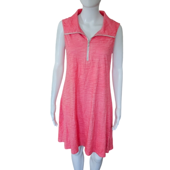 Lulu-B Dresses & Skirts - 2/$35 Lulu-B Pink Sleeveless Zip Collar Tennis Swing Dress Athleisure Small